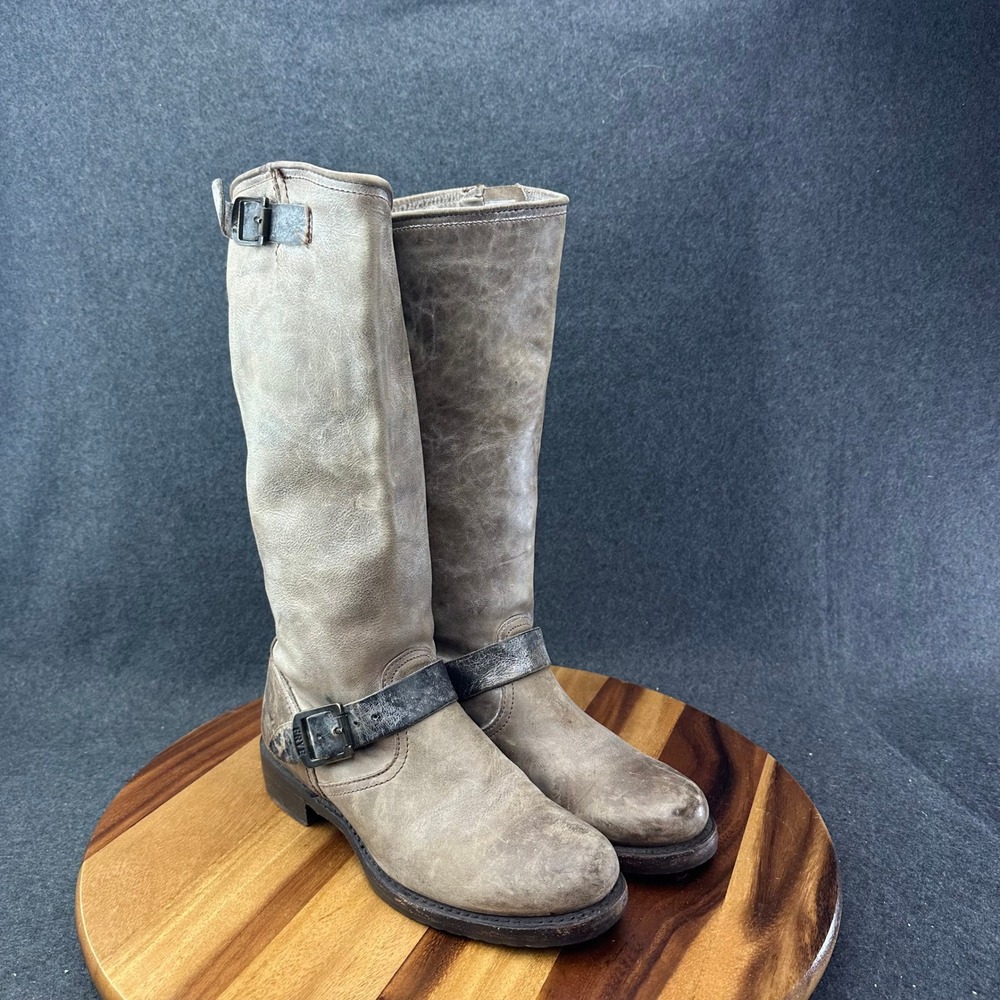 Frye Veronic Slouch Tall Riding Boots Women Size 8B Light Brown Leather 76608 - Picture 2 of 10